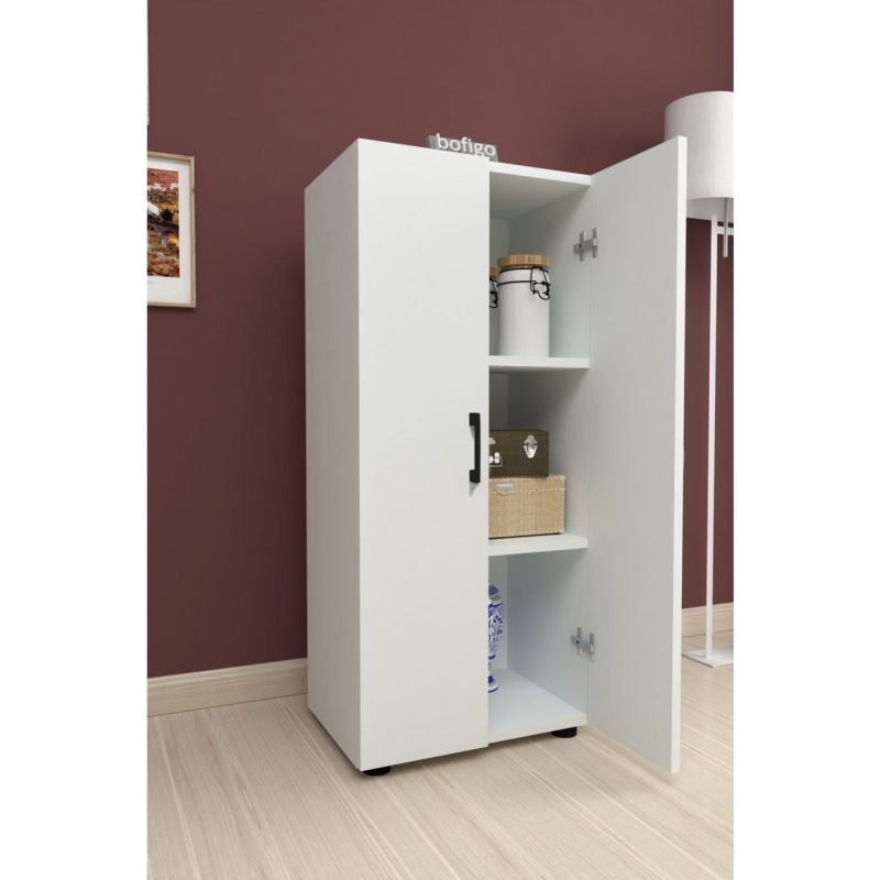 Bofigo 3 Raflı 2 Kapaklı Çok Amaçlı Mutfak Dolabı Banyo Dolabı Çok Amaçlı Dolap