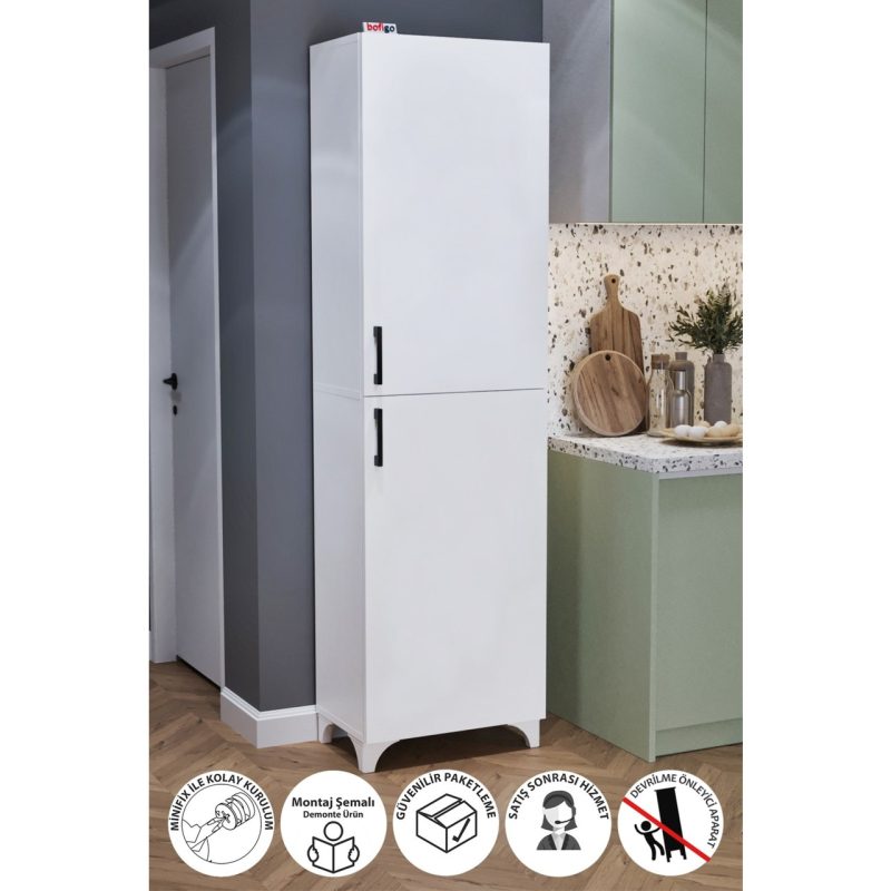 Bofigo Çok Amaçlı Dolap Tuna Erzak Dolabı Banyo Dolabı Kiler Dolabı Mutfak Dolabı Beyaz