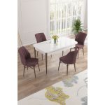 Canisa Concept Nef Serisi 70 x 114 Cm, Açılabilir Mdf Mutfak Masa Takımı,  Masa Ceviz Ayak, 4 Sandalye