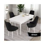 Canisa Concept Ram Serisi, 80 x 132 cm Açılabilir Masa Takımı, Beyaz Masa 4 Sandalye