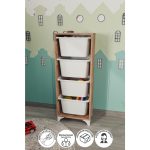 Bofigo 4 Sepetli Dolap Çok Amaçlı Dolap Oyuncak Dolabı Dora Çam