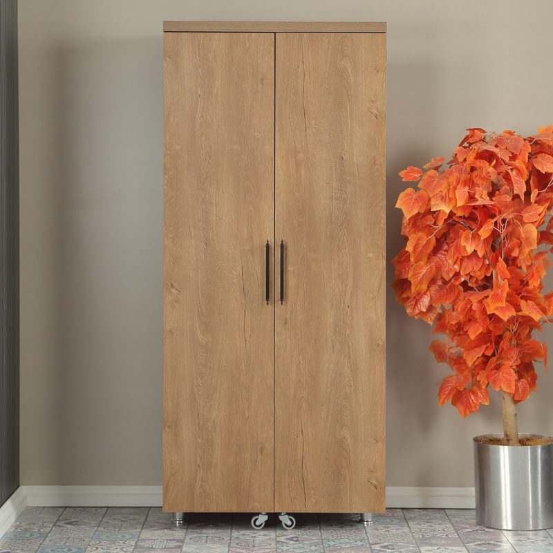Pasific Home Guzzo Tekerlekli Kiler Erzak Mutfak Dolabı, Çok Amaçlı Dolap, 80 cm ,koyu Meşe