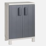 2 Raflı Çok Amaçlı Plastik Bahçe  Dolabı 93X65X38 cm Beyaz – Gri