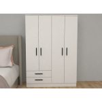 Abete Abete- 4 Kapılı 2 Çekmeceli 2 Askılı Beyaz Gardırop