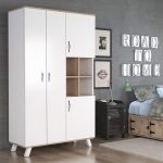 Aeka -1065 Atlas 4 Kapaklı Gardırop – Meşe Beyaz