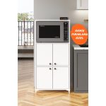Aeka AE-2065 Nergis Beyaz Çok Amaçlı Mutfak Dolabı & Banyo Dolabı, 4 Kapaklı, Mikrodalga Fırın Dolabı,raflı