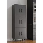 Aeka AE-3010 Nehir  Gri Çok Amaçlı Mutfak Dolabı & Banyo Dolabı, Kiler Dolabı, 6 Kapaklı,6 Raflı