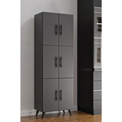 Aeka AE-3010 Nehir  Gri Çok Amaçlı Mutfak Dolabı & Banyo Dolabı, Kiler Dolabı, 6 Kapaklı,6 Raflı