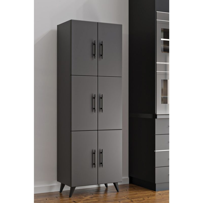 Aeka AE-3010 Nehir  Gri Çok Amaçlı Mutfak Dolabı & Banyo Dolabı, Kiler Dolabı, 6 Kapaklı,6 Raflı
