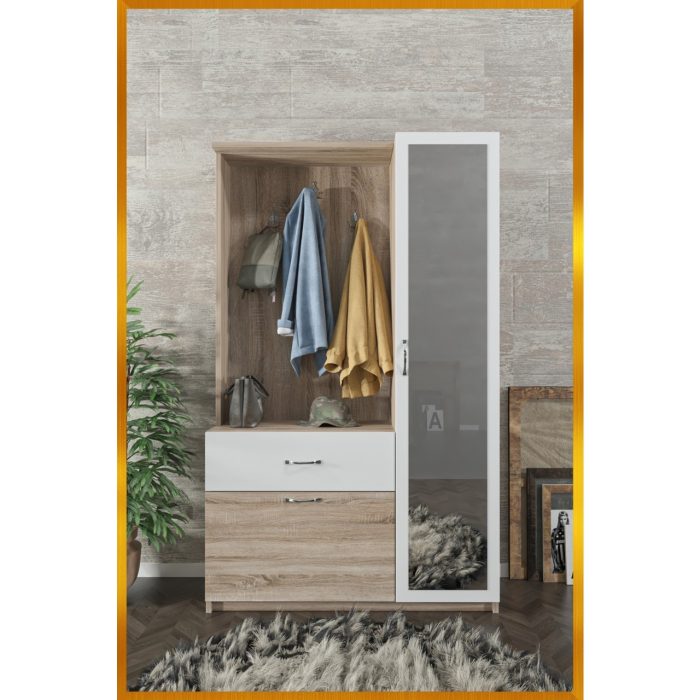 Aeka Kamer Ae-3042 Reina Delüx Portmanto Askılık Vestiyer Ayakkabı Dolabı Çekmeceli Dolap Akçaağaç