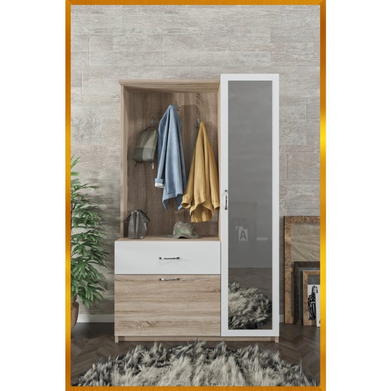 Aeka Kamer Ae-3042 Reina Delüx Portmanto Askılık Vestiyer Ayakkabı Dolabı Çekmeceli Dolap Akçaağaç