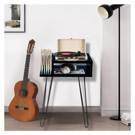 Akıs Home Plak ve Pikap Sehpası Metal Ayaklı Siyah