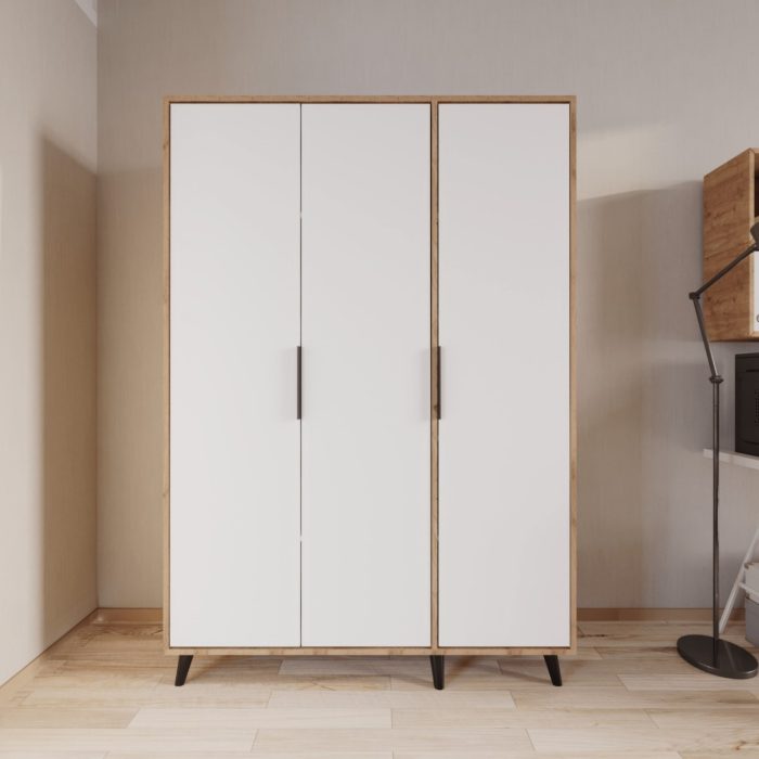 Alonex Aden Üç Kapılı 120 x 192 cm Elbise Dolabı Sepet- Yatak Odası Çocuk Odası Gardırop