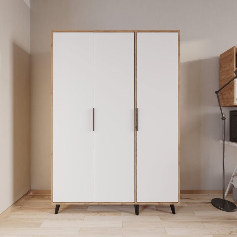Alonex Aden Üç Kapılı 120 x 192 cm Elbise Dolabı Sepet- Yatak Odası Çocuk Odası Gardırop