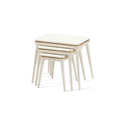 Ant Home Lotus Zigon Sehpa 3’lü Lake Boyalı Ekru
