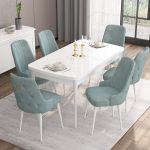 Are Serisi 80 x 132 cm Açılabilir Mdf Masa Beyaz  Mutfak Masa Takımı 6 Sandalye