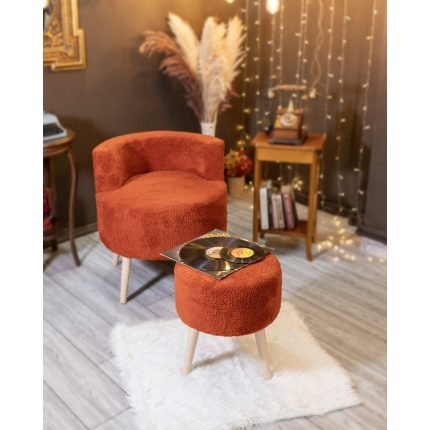 Ars Tarçın Çay Seti Tekli Koltuk Berjer ve Puf Takımı (Salon, Balkon, Ofis) 2 Li Takım