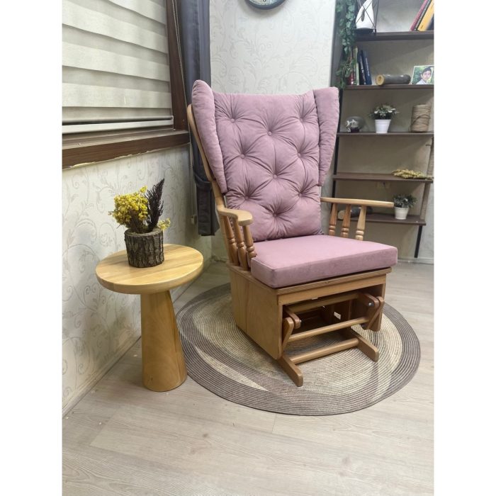 Asedia Mama Puflu Naturel Anka Pembe Minderli Sallanan Sandalye Emzirme Koltuğu