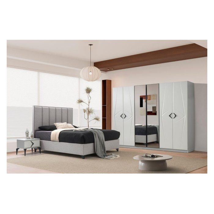 Avm 24 Latina  Mdf Gardırop 6 Kapaklı Gri