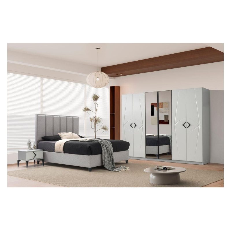 Avm 24 Latina  Mdf Gardırop 6 Kapaklı Gri