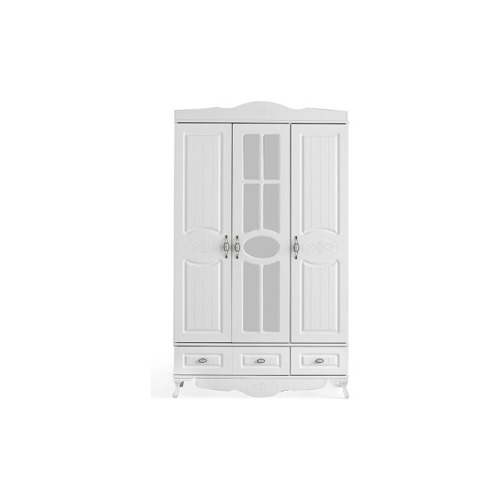Beenal Country Gardırop, Membran 3 Kapaklı Çekmeceli Dolap 120CM