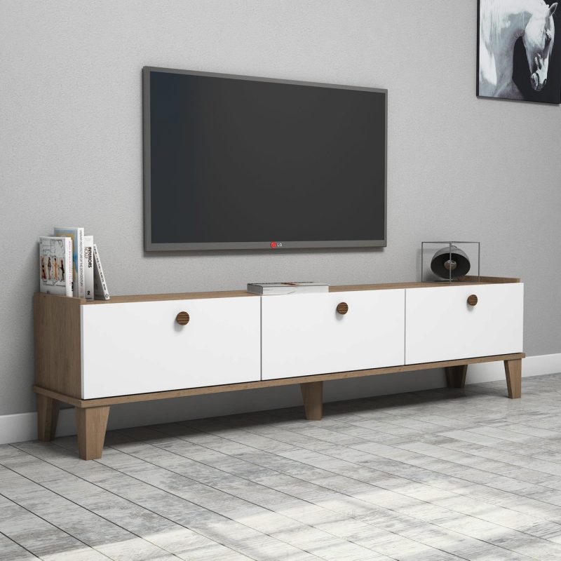 Bimossa E3620 Sümer Ceviz/beyaz Tv Ünitesi Modern Görünüm