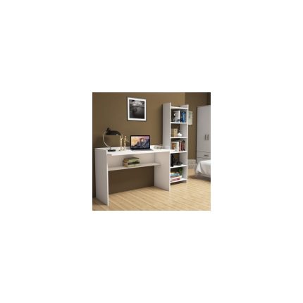 Bimossa Mahpeyker Beyaz Çalışma Masası Kitaplıklı 118 cm T7040