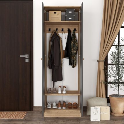 Bimossa Varna Portmanto 180 cm Gri-Meşe