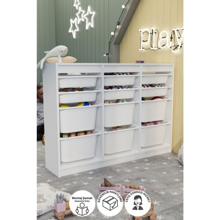 Bofigo 12 Sepetli Dolap Çok Amaçlı Dolap Oyuncak Dolabı Lara