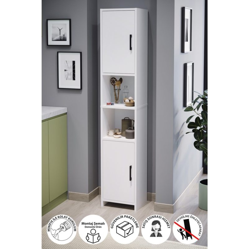 Bofigo 2 Kapaklı 6 Bölmeli Çok Amaçlı Dolap Alya Çok Amaçlı Mutfak Dolabı Banyo Dolabı
