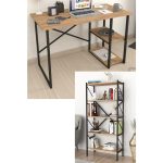 Bofigo 2 Raflı Çalışma Masası Bilgisayar Masası Ofis Ders Masası + 5 Raflı Kitaplık Metal Kitaplık