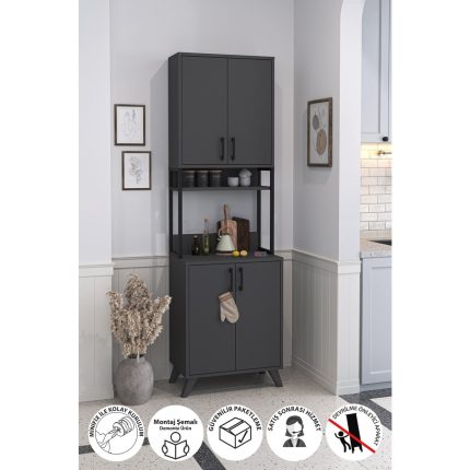 Bofigo 4 Kapaklı Çok Amaçlı Dolap Mutfak Dolabı Erzak Dolabı Kiler Dolabı