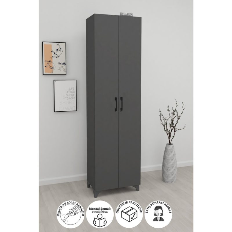 Bofigo 8 Raflı 2 Kapaklı Çok Amaçlı Mutfak Dolabı Banyo Dolabı Çok Amaçlı Dolap Cemre