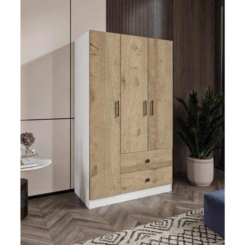 Cabinse %100 Mdf 3 Kapaklı 2 Çekmeceli 7 Raflı Gardırop – Kolay Kurulum Animasyonu- 1.sınıf Malzeme