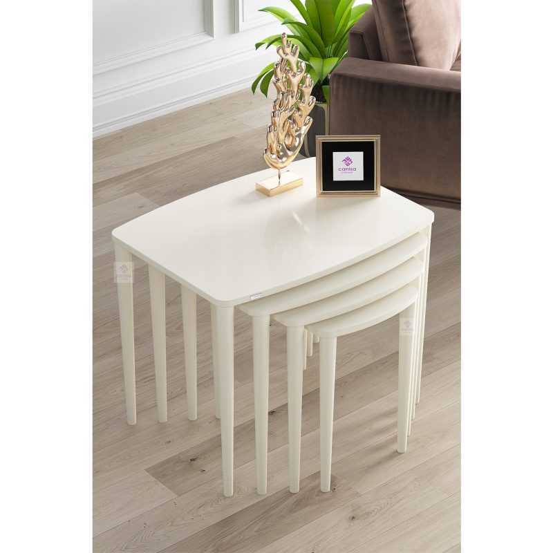 Canisa Concept Anka Serisi Mdf 1.sınıf  4lü Zigon Sehpa Takımı Krem