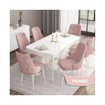 Canisa Concept Iza Serisi 80 x 132 cm Açılabilir Mdf Masa Beyaz Mutfak Masa Takımı 6 Sandalye