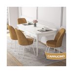 Canisa Concept Kor  Serisi, Beyaz 70X114 Açılabilir Mutfak Masa Takımı, 4 Sandalye