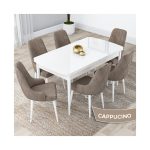 Canisa Concept Lia Serisi Beyaz Açılabilir 80 x 132 cm  Yemek Masası Takımı 6 Sandalye