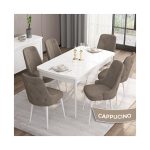 Canisa Concept Mdf Are Serisi 80 x 132 cm Açılabilir Üst Kalite Yemek Mutfak Masası Takımı 6 Sandalyeli