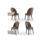 Canisa Concept Ritim Serisi  Babyface Ithal Kumaş 4 Adet Sandalye Ceviz Gürgen Ayakgold Halkalı