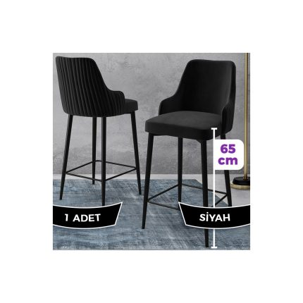 Canisa Concept Tera Serisi, Mutfak Bar Sandalyesi,  Babyface Kumaş, Siyah Metal Ayak 1 Adet Sandalye