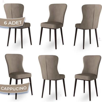 Canisa Concept Tita Serisi 6 Adet Mutfak Sandalyesi Metal Kahve Ayaklı 1. Sınıf Babyface Kumaş