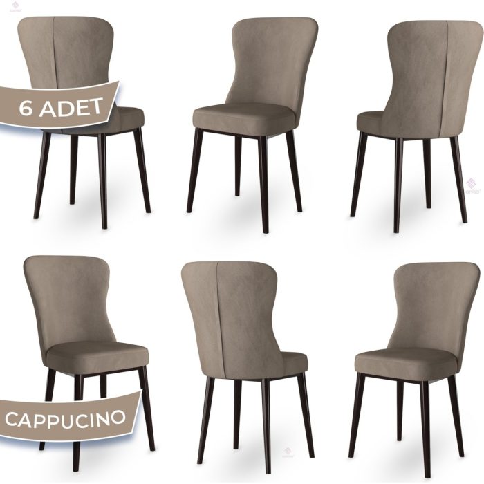 Canisa Concept Tita Serisi 6 Adet Mutfak Sandalyesi Metal Kahve Ayaklı 1. Sınıf Babyface Kumaş
