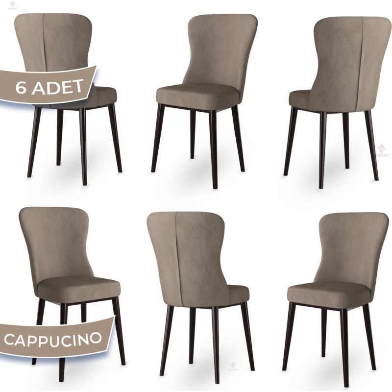 Canisa Concept Tita Serisi 6 Adet Mutfak Sandalyesi Metal Kahve Ayaklı 1. Sınıf Babyface Kumaş