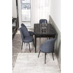 Canisa Concept Via Serisi 80X132 Açılabilir Siyah Mermer Desen Mutfak Masa Takımı+4 Adet Sandalye