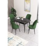 Canisa Nil Serisi 70 x 110 cm Sabit  Mermer Desen Mutfak Masa Takımı+4 Adet Sandalye