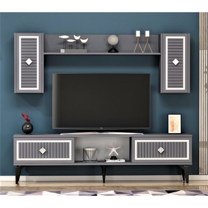 Cantek Dizayn 150 cm Nil Tv Ünitesi Antrasit-Gümüş