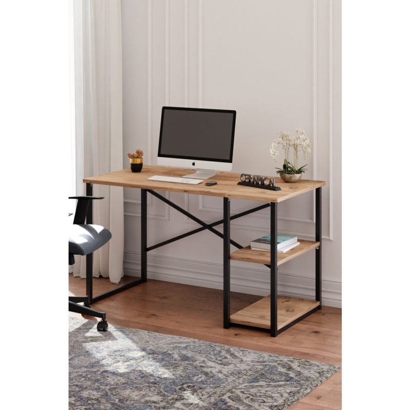 Ceramical MSR Raflı Çalışma Masası – 60x120cm – Çam