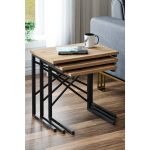 Ceramical Zg1 3lü Zigon Sehpa, Metal Sehpa – Atlantik Çam