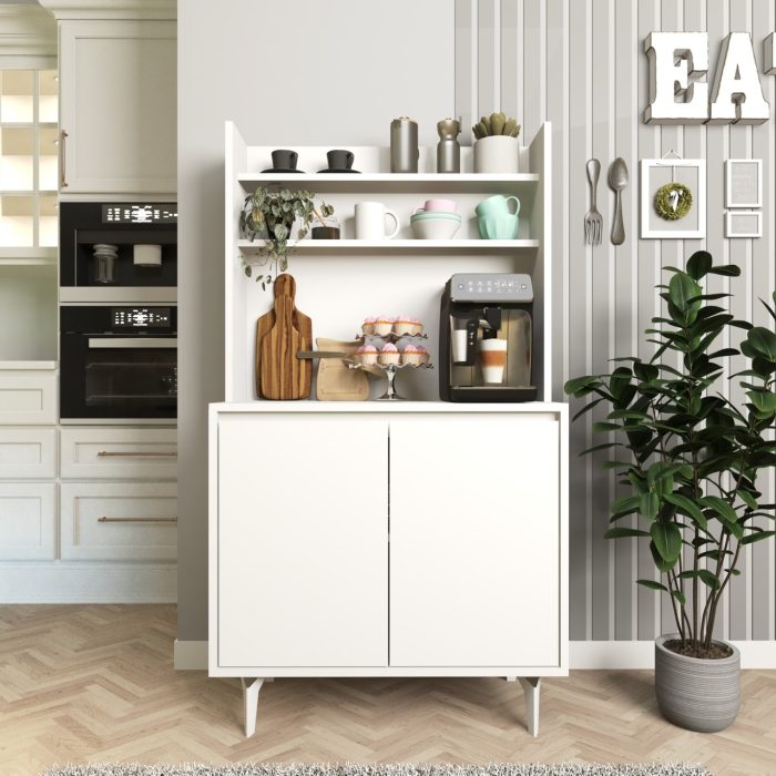 Cool Home Salt Kahve Köşesi , Raflı Çok Amaçlı Dolap Beyaz